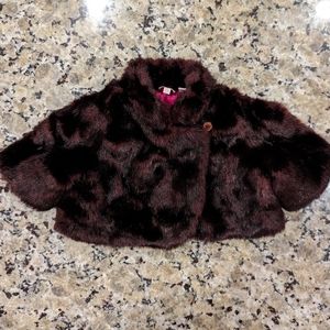 Baker By Ted Baker Red Mahogany faux fur toddler cape